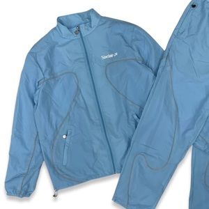 Sinclair Mens Nylon Spade windbreaker Jacket light baby blue size Large